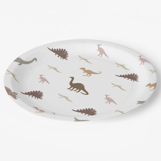 Moderne Dinosaurier-Party-Teller Pappteller (Schrägansicht)