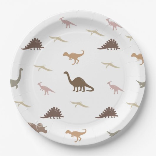 Moderne Dinosaurier-Party-Teller Pappteller (Vorderseite)