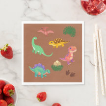 Moderne Dinosaurier Servietten – T-Rex & Freunde -