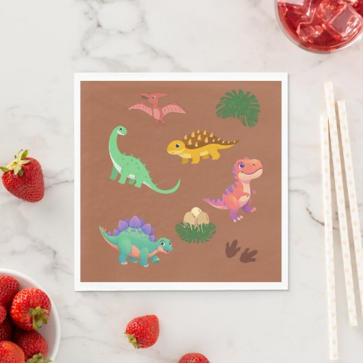 Moderne Dinosaurier Servietten – T-Rex & Freunde - (Beispiel)