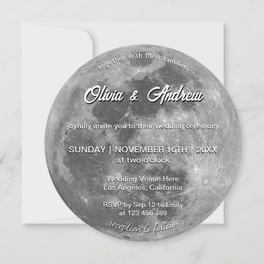 Moderne Disco Ball QR Code Vollmond Hochzeit Einladung (Vorderseite)