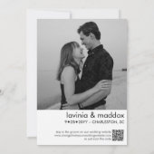 Moderne Disco Black and White Foto QR Code Hochzei Save The Date (Rückseite)