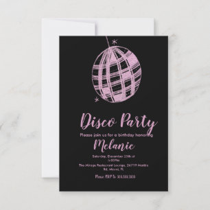 Moderne Disco-Party-Faux-Glitter-Rosa-Ball Einladung