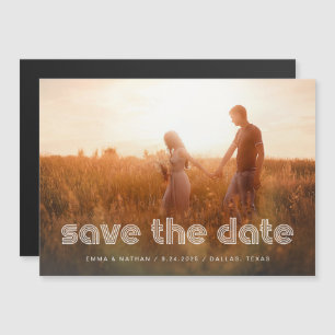 Moderne Disco-Schrift Foto Save-the-Date Magneteinladung