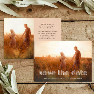 Moderne Disco-Schrift Zwei Fotos und QR-Code Save The Date