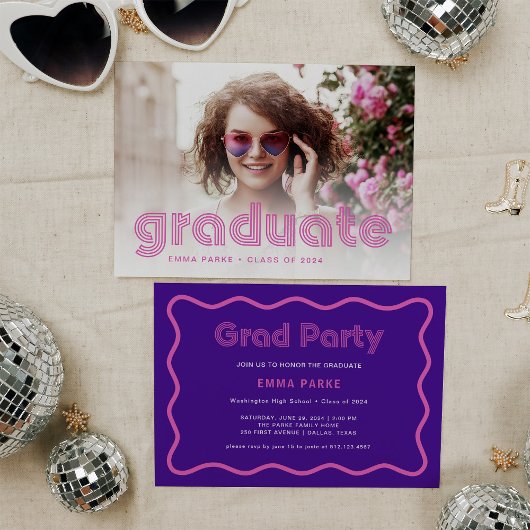 Moderne Disco Typografie und Foto | Grad Party Ankündigung