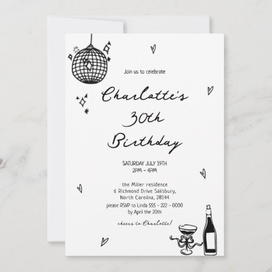 Moderne Diskothek 30. Geburtstag Einladung (Vorderseite)