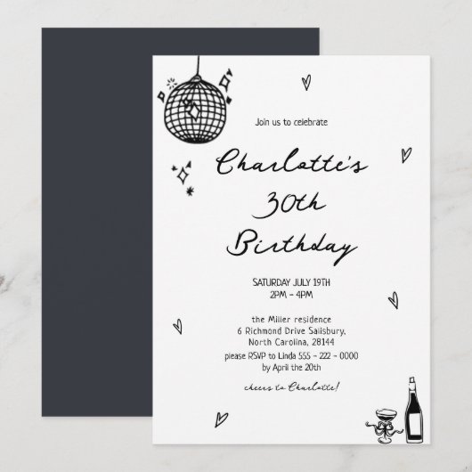 Moderne Diskothek 30. Geburtstag Einladung (Vorne/Hinten)