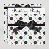 moderne Diskothek PARTY EINLADUNG weiß (Vorne/Hinten)