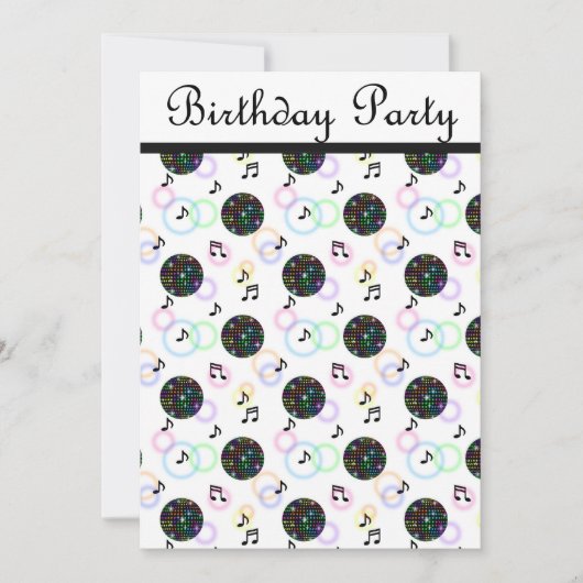 moderne Diskothek PARTY EINLADUNG weiß (Vorderseite)