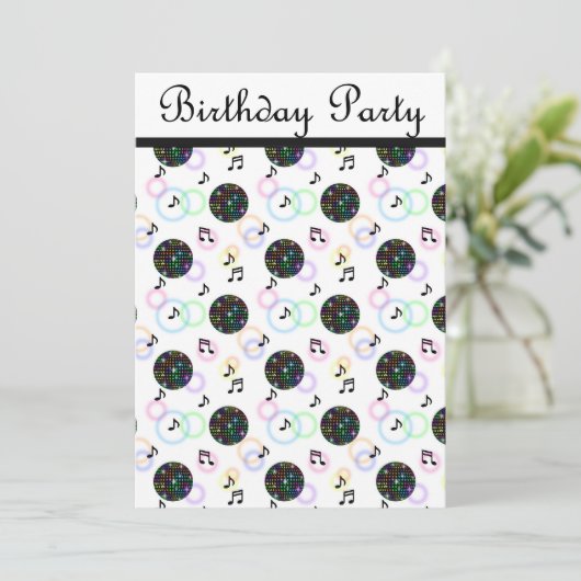 moderne Diskothek PARTY EINLADUNG weiß (Stehend Vorderseite)