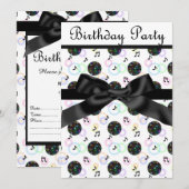 moderne Diskothek PARTY EINLADUNG weiß (Vorne/Hinten)