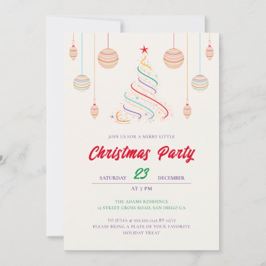 Moderne Diskothek Weihnachten Weihnachtsbaum Party Einladung (Vorderseite)