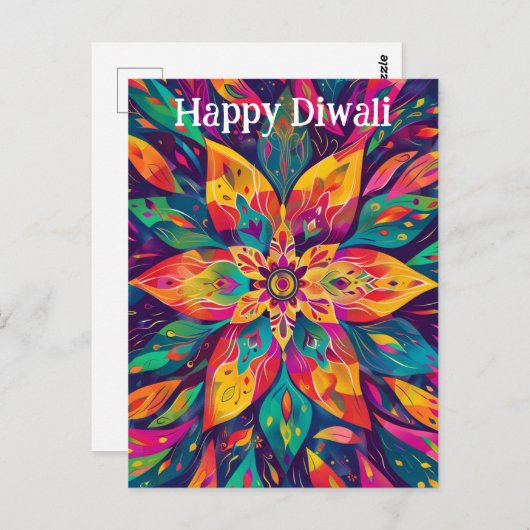 Moderne Diwali-Farben Postkarte (Vorne/Hinten)