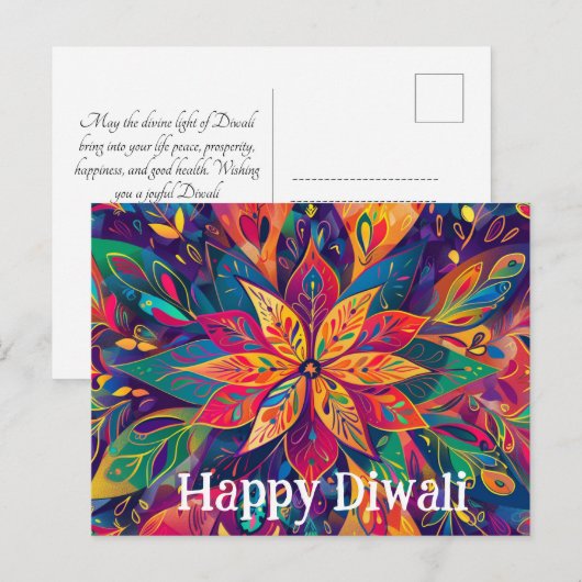 Moderne Diwali-Farben Postkarte (Vorne/Hinten)