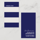 Moderne DJ Angesagt Navy Blue und White Stripes Visitenkarte (Vorne/Hinten)