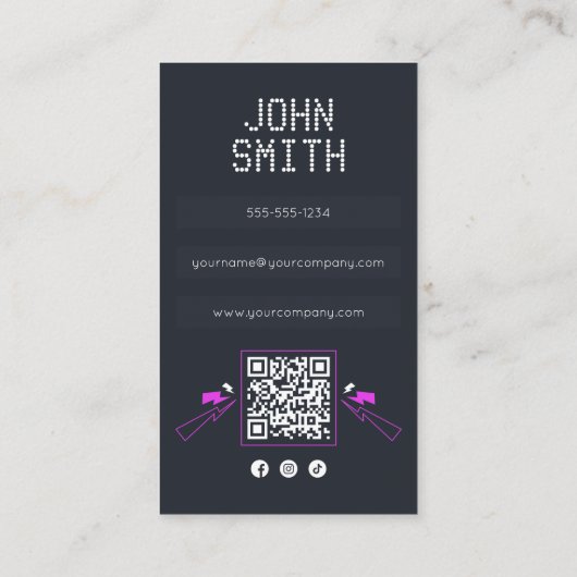 Moderne DJs Singer DJ Vinyl Deejay Music QR Code Visitenkarte (Rückseite)