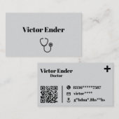 Moderne Doctor Business Card mit QR Code - Gray & Visitenkarte (Vorne/Hinten)