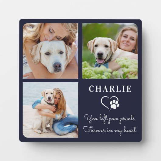 Moderne Dog Memorial Custom Pet Foto Collage Fotoplatte (Vorderseite)