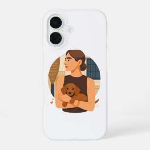 Moderne Dog Mom Ästhetik mit süßem Welpen iPhone 16 Hülle