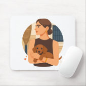 Moderne Dog Mom Ästhetik mit süßem Welpen Mousepad (Mit Mouse)