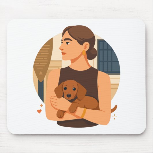 Moderne Dog Mom Ästhetik mit süßem Welpen Mousepad (Vorne)
