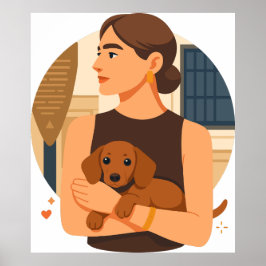 Moderne Dog Mom Ästhetik mit süßem Welpen Poster