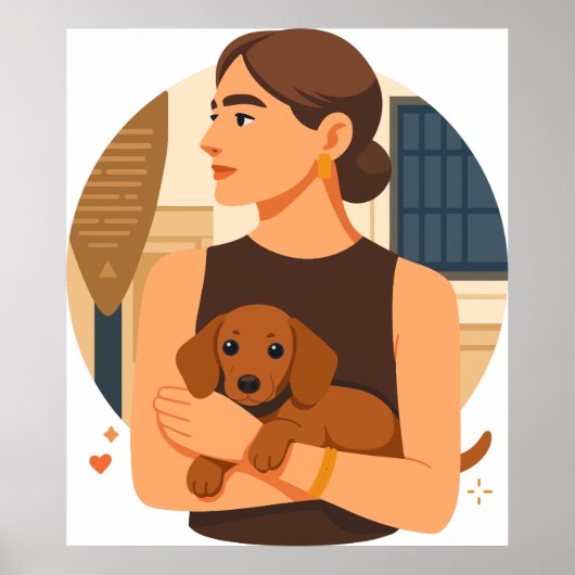 Moderne Dog Mom Ästhetik mit süßem Welpen Poster (Vorne)