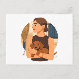 Moderne Dog Mom Ästhetik mit süßem Welpen Postkarte