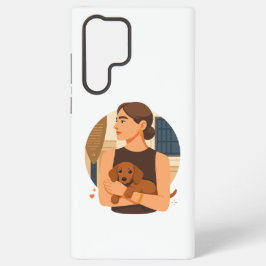 Moderne Dog Mom Ästhetik mit süßem Welpen Samsung Galaxy Hülle