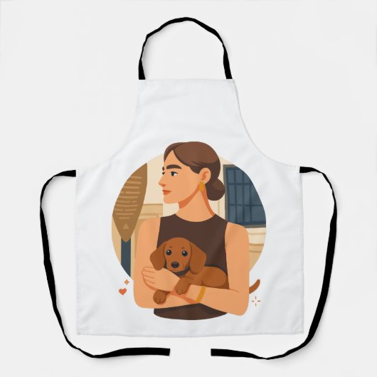 Moderne Dog Mom Ästhetik mit süßem Welpen Schürze (Vorderseite)