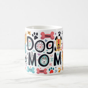 Moderne Dog Mum Orange und Pink Kaffeetasse