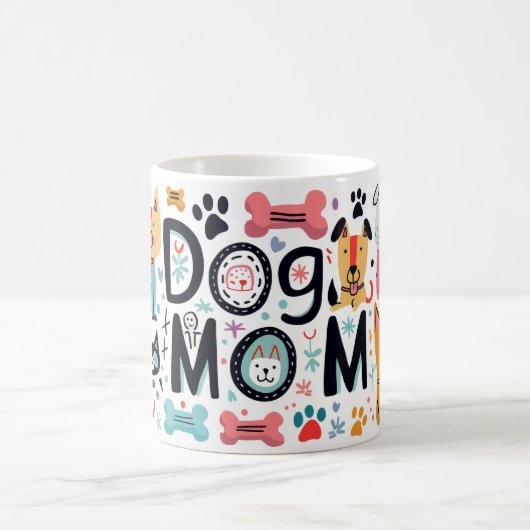 Moderne Dog Mum Orange und Pink Kaffeetasse (Mittel)