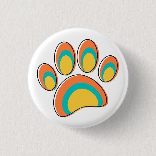 Moderne Dog Paw Print aus dem Mittelalter Button (Vorderseite)