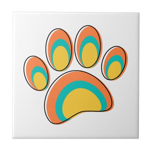 Moderne Dog Paw Print aus dem Mittelalter Fliese (Vorderseite)