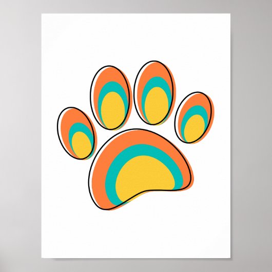 Moderne Dog Paw Print aus dem Mittelalter Poster (Vorne)