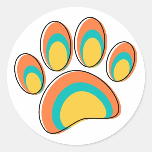 Moderne Dog Paw Print aus dem Mittelalter Runder Aufkleber (Vorderseite)