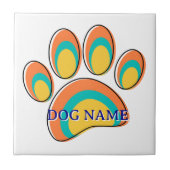 Moderne Dog Paw Print Individuelle Name Mitte Jahr Fliese (Vorderseite)