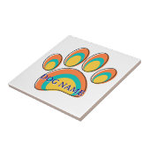 Moderne Dog Paw Print Individuelle Name Mitte Jahr Fliese (Seite)