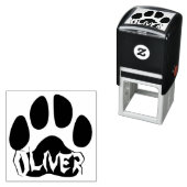 Moderne Dog Paw Print und Individuelle Name Pet Si Permastempel (Beispiel)