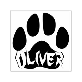 Moderne Dog Paw Print und Individuelle Name Pet Si Permastempel