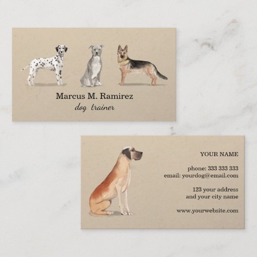 Moderne Dog Trainer Aquarell Hundemarkation Visitenkarte (Vorne/Hinten)