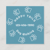 Moderne Dog Walker Paw Print Circle Blue Green Quadratische Visitenkarte (Vorderseite)