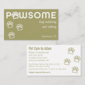 Moderne Dog Walker Pet Sitter pawsome Soft Green Visitenkarte (Vorne/Hinten)