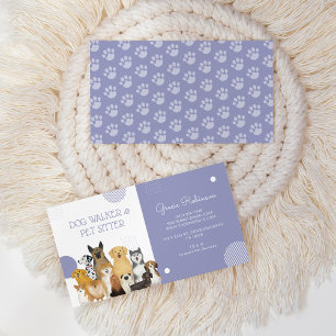 Moderne Dog Walker Pet Sitter Wasserfarbe Lila Visitenkarte