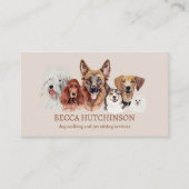 Moderne Dog Walker Pet Sitter Wasserfarbe Visitenkarte (Vorderseite)