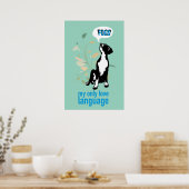 Moderne Doggen-Kunst - "Essen ist meine Liebesspra Poster (Küche)