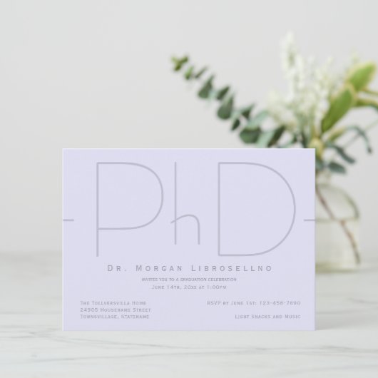 Moderne Doktorandeneinladung von Abschluss Einladung (Stehend Vorderseite)
