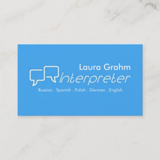 Moderne Dolmetscher Business Card Visitenkarte (Vorderseite)