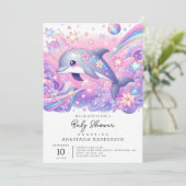 Moderne Dolphin-Babydusche Einladung (Stehend Vorderseite)